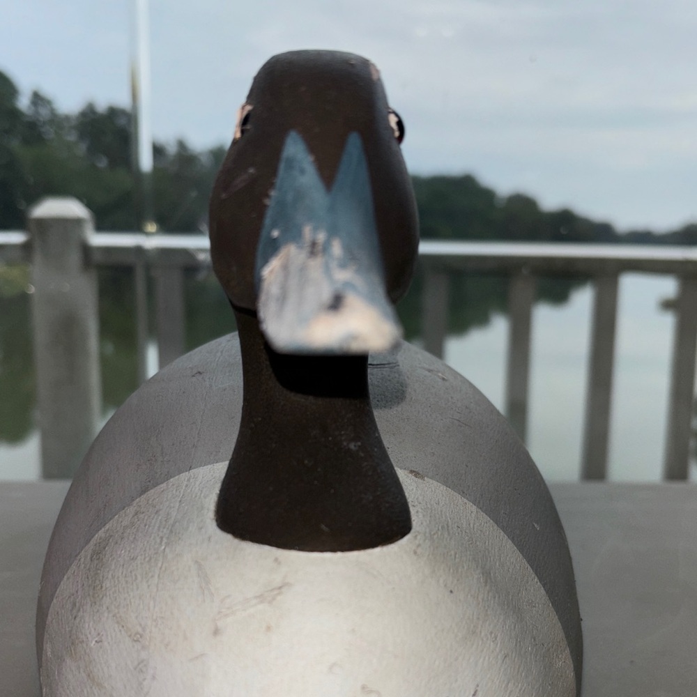Vintage Hand Carved Hand painted Wooden Duck Decoy - Black/White/Grey/Blue - Picture 3 of 13